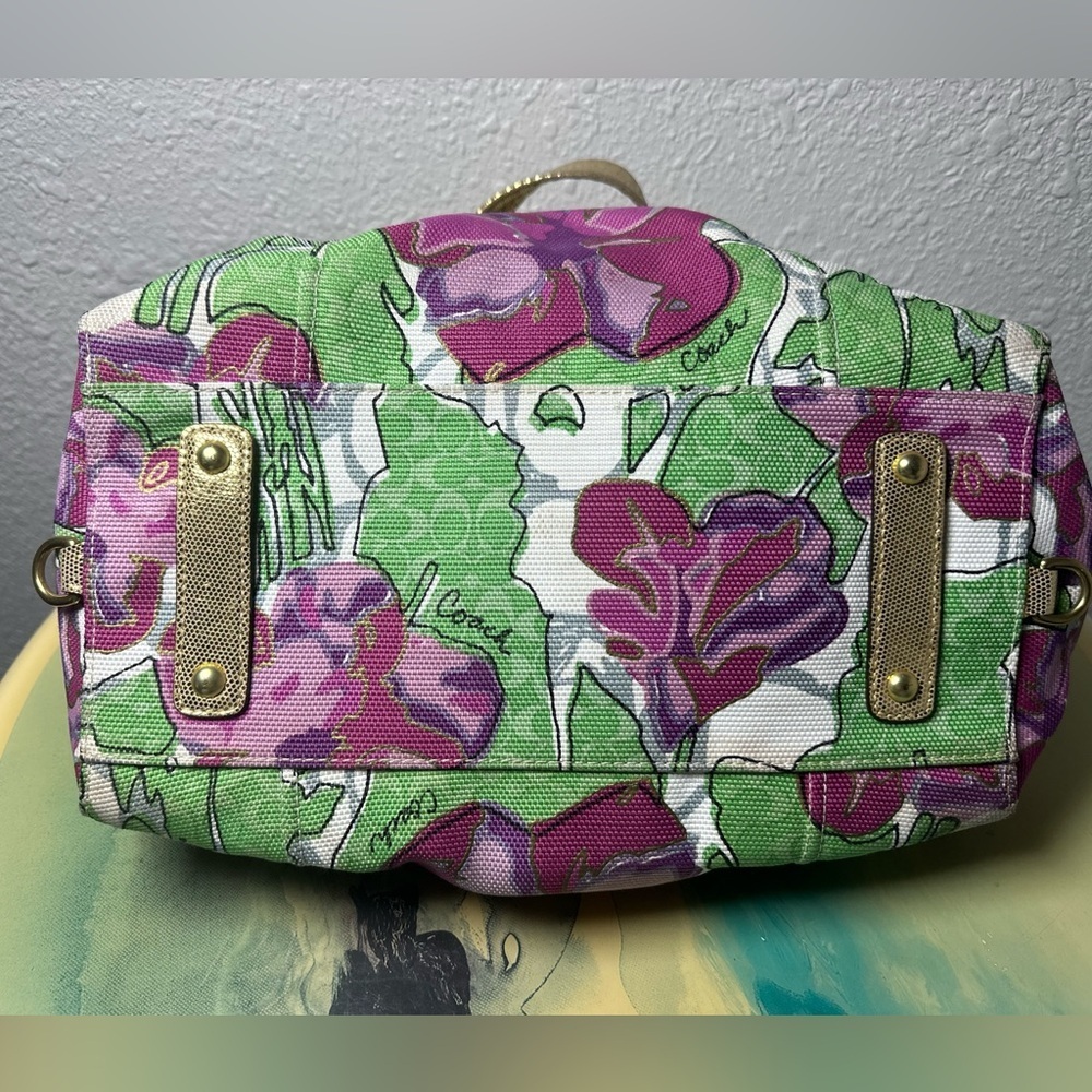 Vintage Coach Poppy Satchel Bag Multicolor Floral Gold Metallic Trim 14589 - Picture 8 of 13